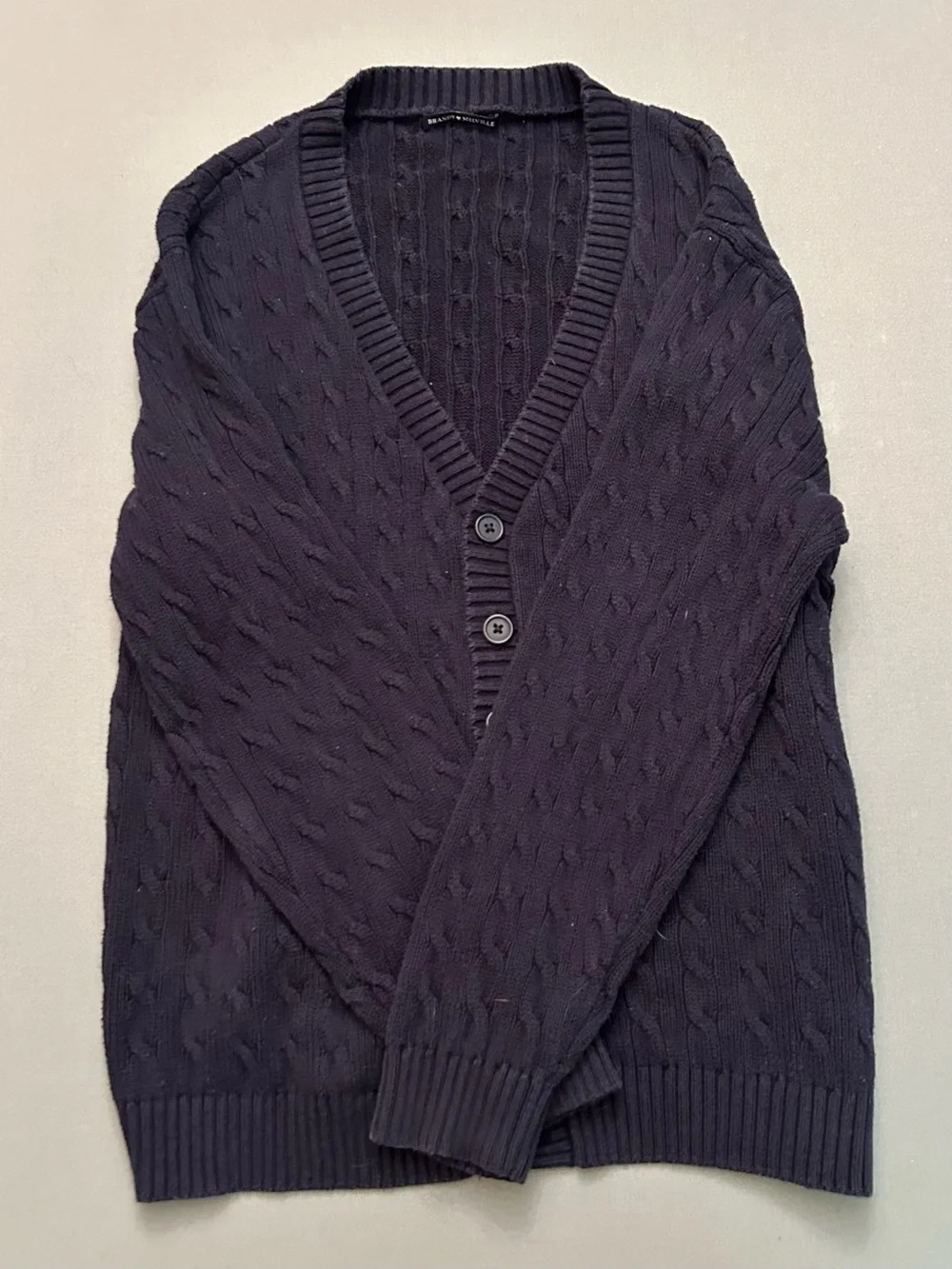 Brandy Melville Cable Knit Oversized V-Neck Cardigan Sweater‎ - Navy